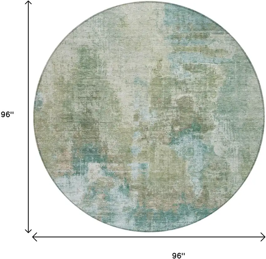8' Sage And Gray Round Abstract Washable Indoor Outdoor Area Rug Photo 3