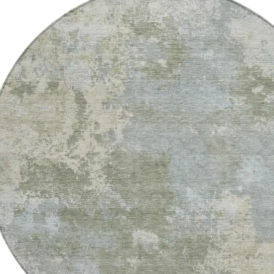 8' Sage And Gray Round Abstract Washable Indoor Outdoor Area Rug Photo 2