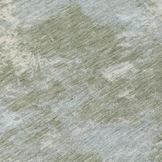 8' Sage And Gray Round Abstract Washable Indoor Outdoor Area Rug Photo 9