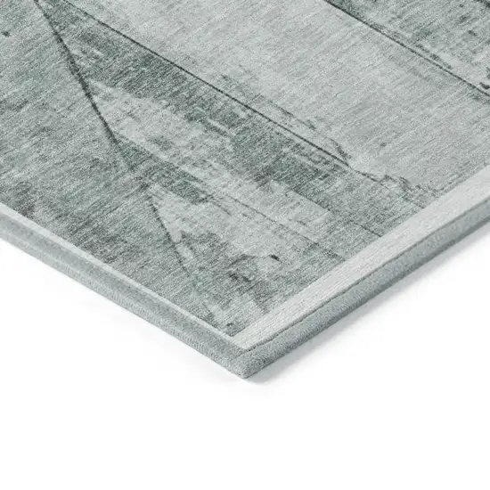 8' Sage And Gray Round Geometric Washable Indoor Outdoor Area Rug Photo 7