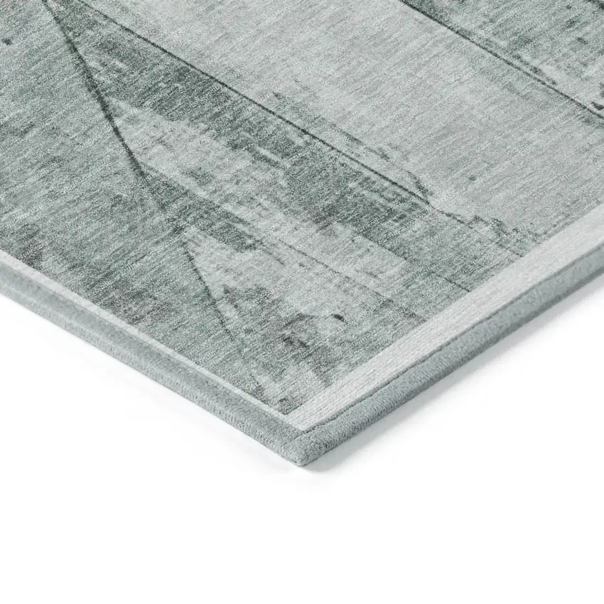 8' Sage And Gray Round Geometric Washable Indoor Outdoor Area Rug Photo 7