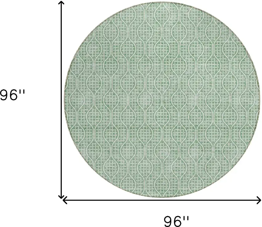 8' Sage And Gray Round Geometric Washable Indoor Outdoor Area Rug Photo 3