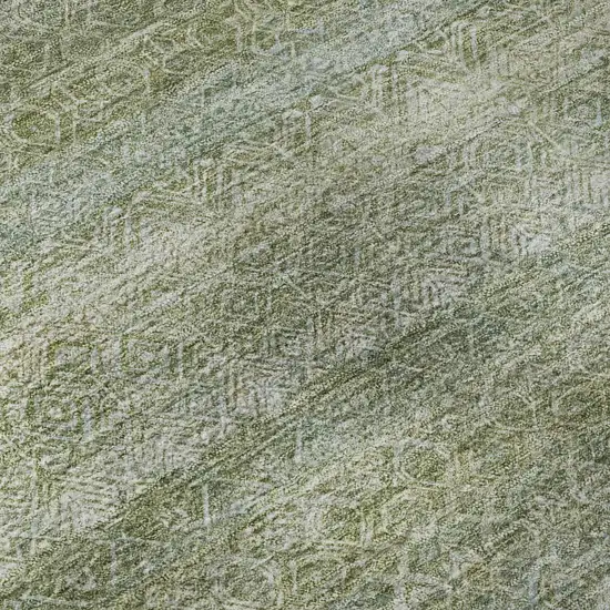 8' Sage And Gray Striped Washable Round Rug With UV Protection Photo 7