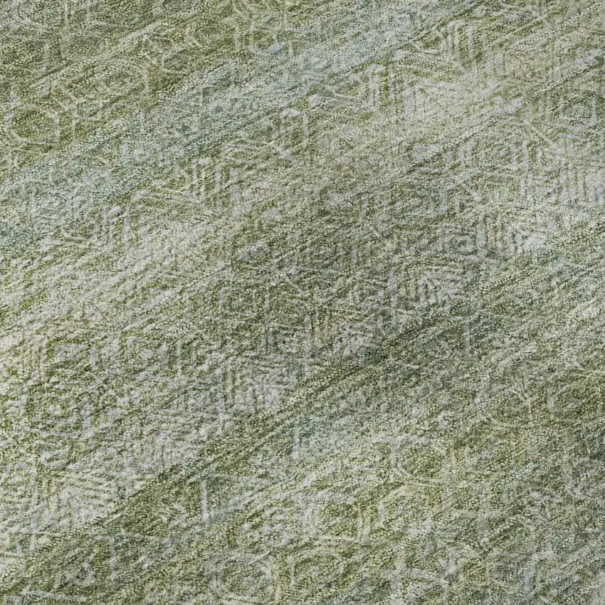 8' Sage And Gray Striped Washable Round Rug With UV Protection Photo 7