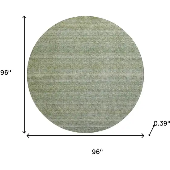8' Sage And Gray Striped Washable Round Rug With UV Protection Photo 8