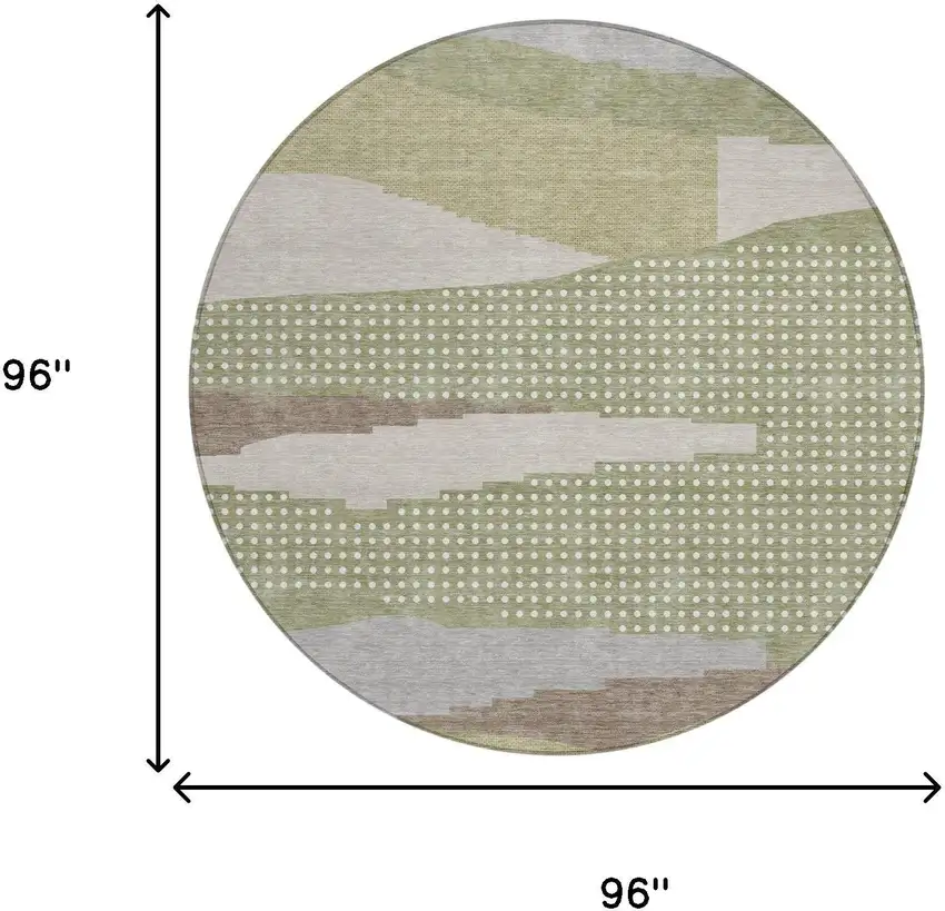 8' Sage And Green Round Abstract Washable Indoor Outdoor Area Rug Photo 5