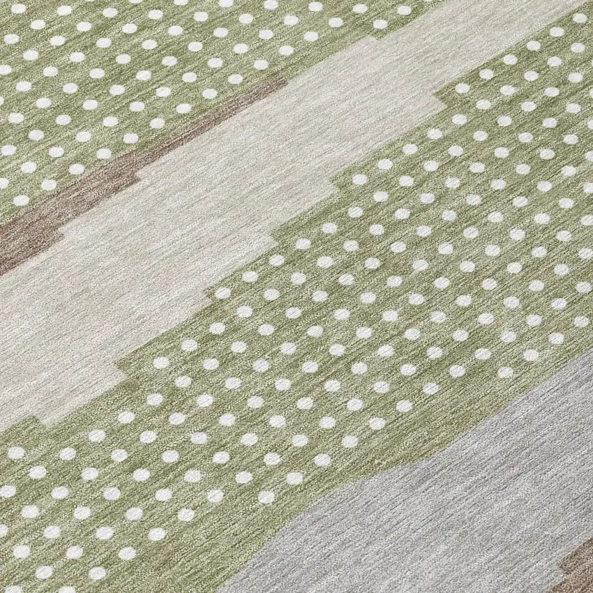 8' Sage And Green Round Abstract Washable Indoor Outdoor Area Rug Photo 4