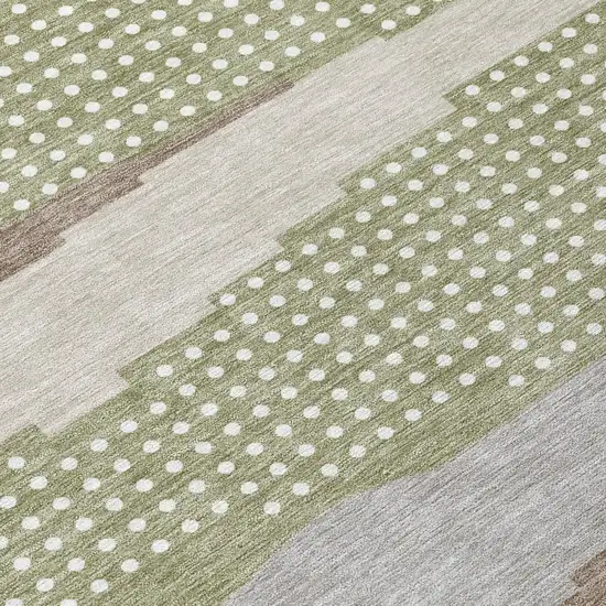 8' Sage And Green Round Abstract Washable Indoor Outdoor Area Rug Photo 4
