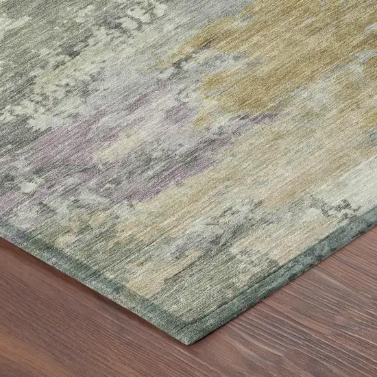 8' Sage And Green Round Abstract Washable Indoor Outdoor Area Rug Photo 3