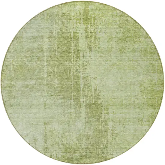 8' Sage And Green Round Abstract Washable Indoor Outdoor Area Rug Photo 5