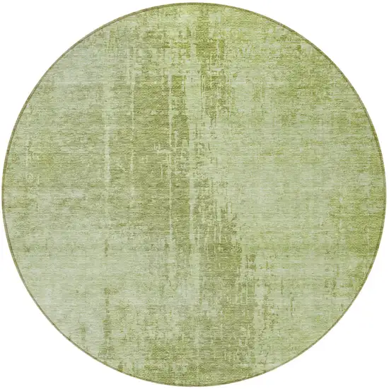 8' Sage And Green Round Abstract Washable Indoor Outdoor Area Rug Photo 5