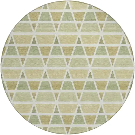 8' Sage And Green Round Geometric Washable Indoor Outdoor Area Rug Photo 2