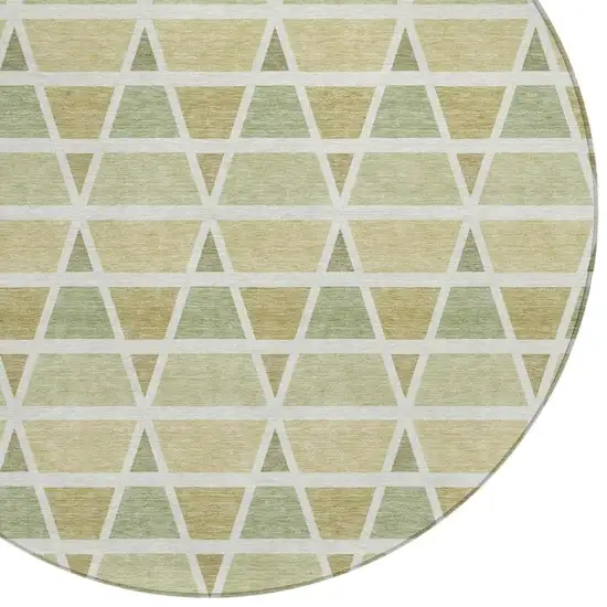8' Sage And Green Round Geometric Washable Indoor Outdoor Area Rug Photo 3