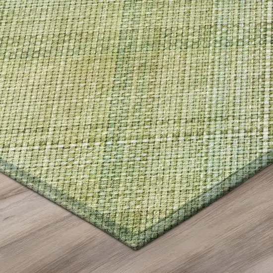 8' Sage And Green Round Plaid Washable Indoor Outdoor Area Rug Photo 4