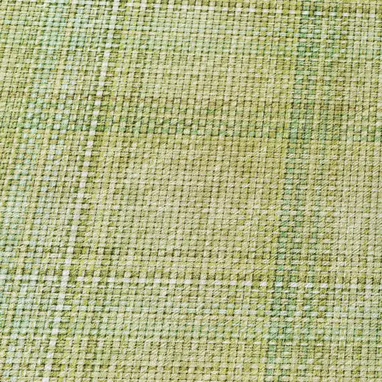 8' Sage And Green Round Plaid Washable Indoor Outdoor Area Rug Photo 5