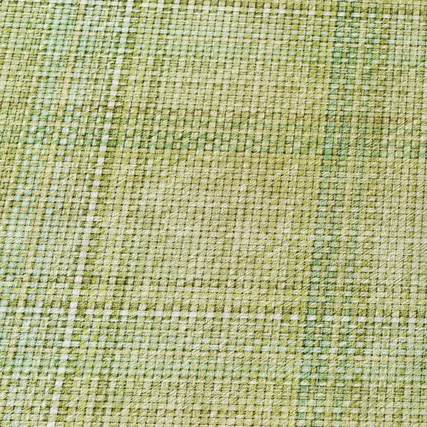 8' Sage And Green Round Plaid Washable Indoor Outdoor Area Rug Photo 5