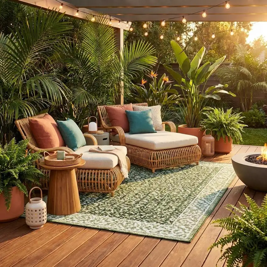 8' Sage And Green Round Striped Washable Indoor Outdoor Area Rug Photo 1