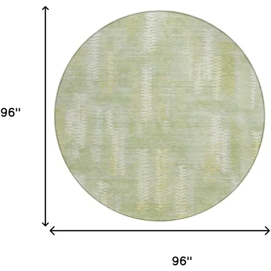 8' Sage And Green Round Striped Washable Indoor Outdoor Area Rug Photo 6