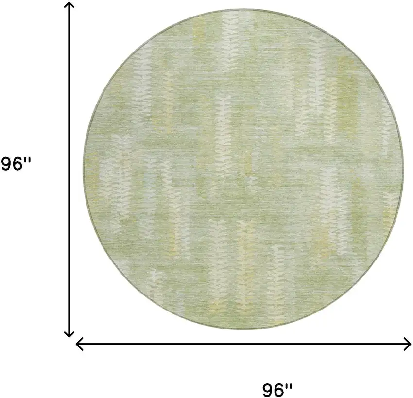 8' Sage And Green Round Striped Washable Indoor Outdoor Area Rug Photo 6