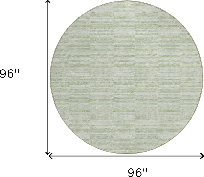 8' Sage And Green Round Striped Washable Indoor Outdoor Area Rug Photo 3