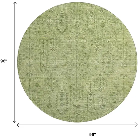 8' Sage And Green Southwestern Washable Round Rug With UV Protection Photo 3