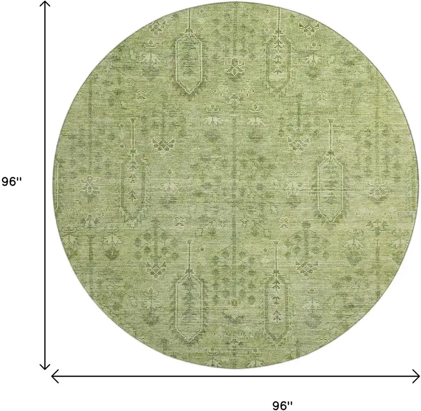 8' Sage And Green Southwestern Washable Round Rug With UV Protection Photo 3