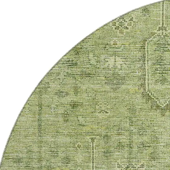 8' Sage And Green Southwestern Washable Round Rug With UV Protection Photo 3