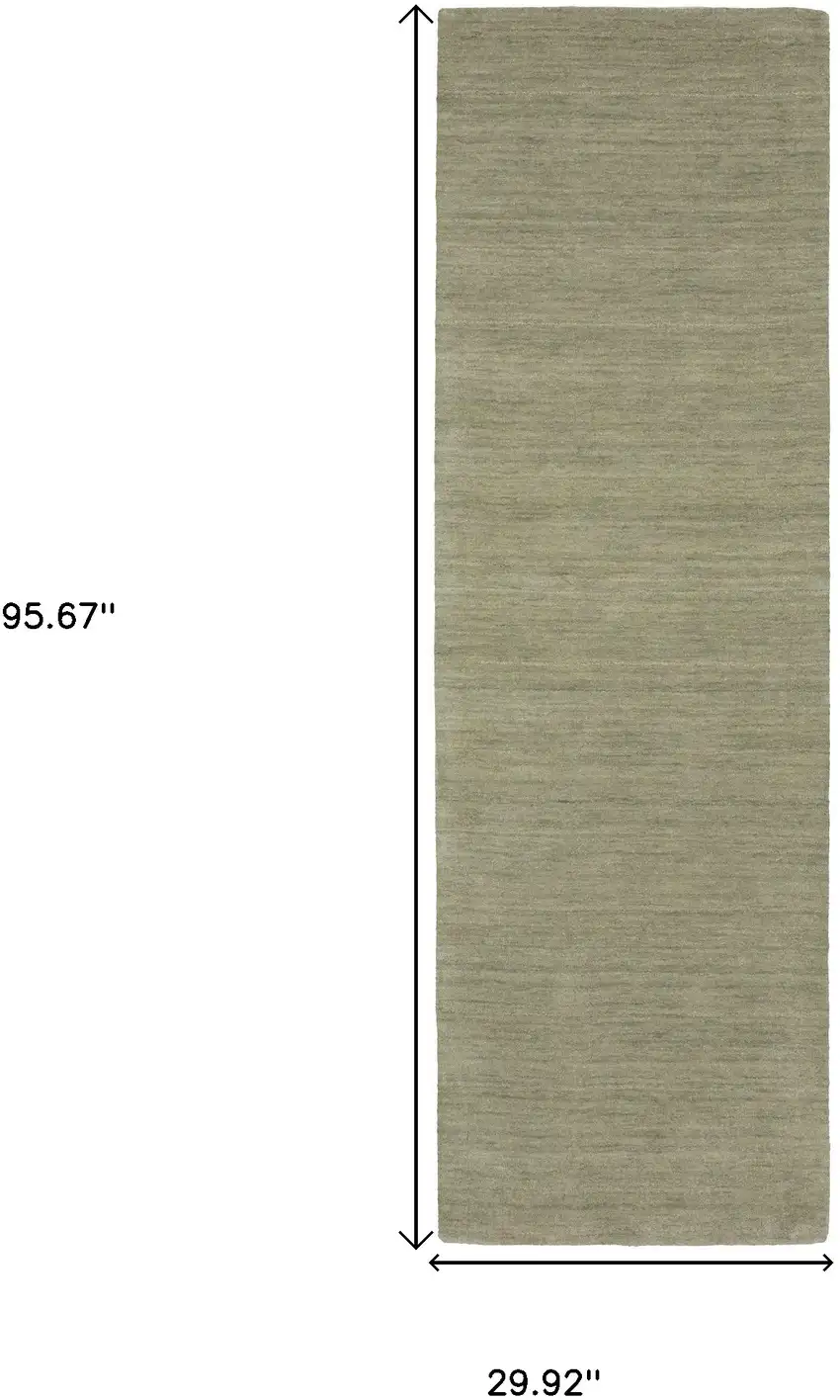 8' Sage And Green Wool Hand Tufted Runner Rug Photo 3