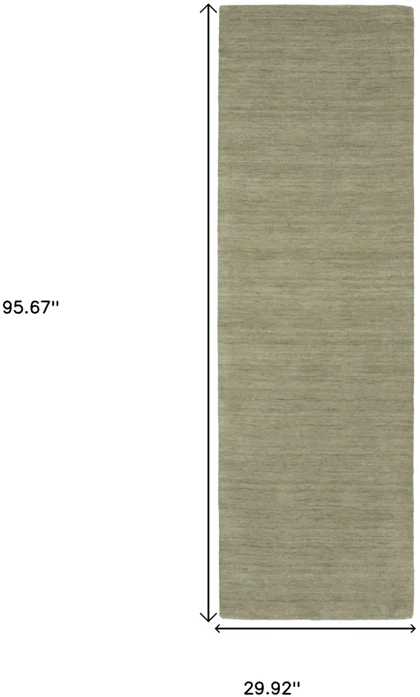 8' Sage And Green Wool Hand Tufted Runner Rug Photo 3