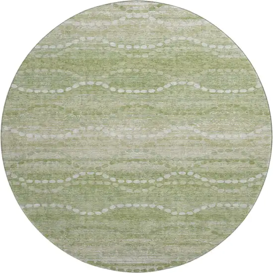 8' Sage And Ivory Abstract Geometric Washable Round Rug With UV Protection Photo 1