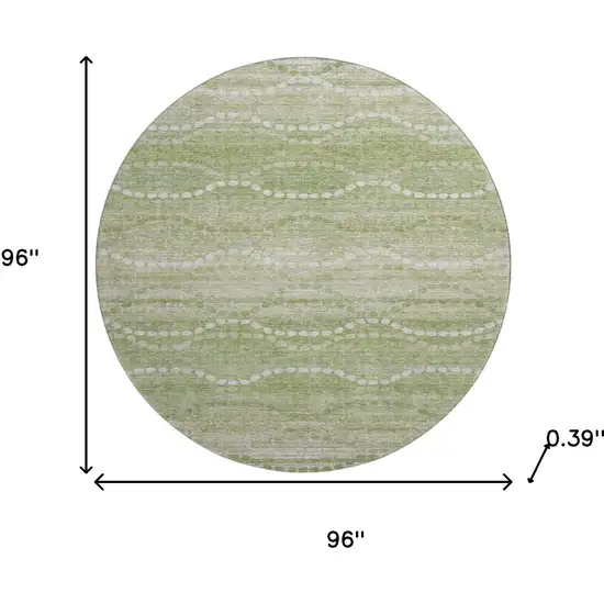 8' Sage And Ivory Abstract Geometric Washable Round Rug With UV Protection Photo 8