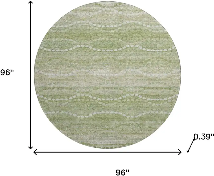 8' Sage And Ivory Abstract Geometric Washable Round Rug With UV Protection Photo 8