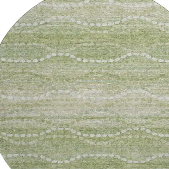 8' Sage And Ivory Abstract Geometric Washable Round Rug With UV Protection Photo 3