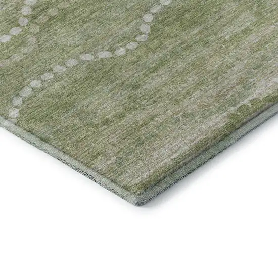 8' Sage And Ivory Abstract Geometric Washable Round Rug With UV Protection Photo 6