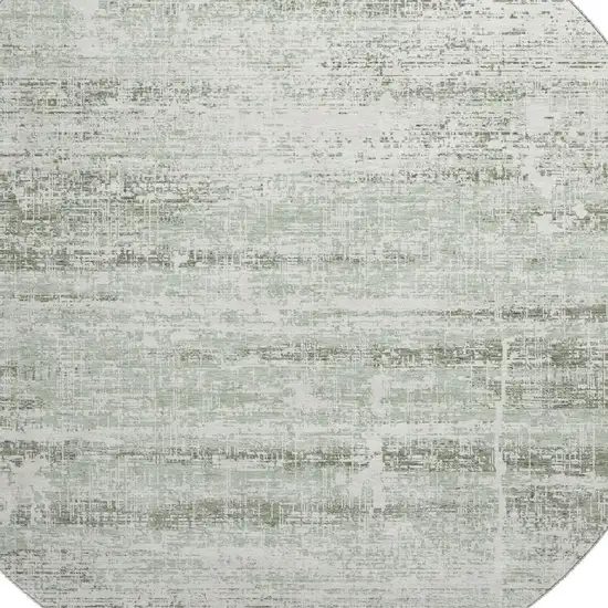 8' Sage And Ivory Abstract Washable Round Rug With UV Protection Photo 3
