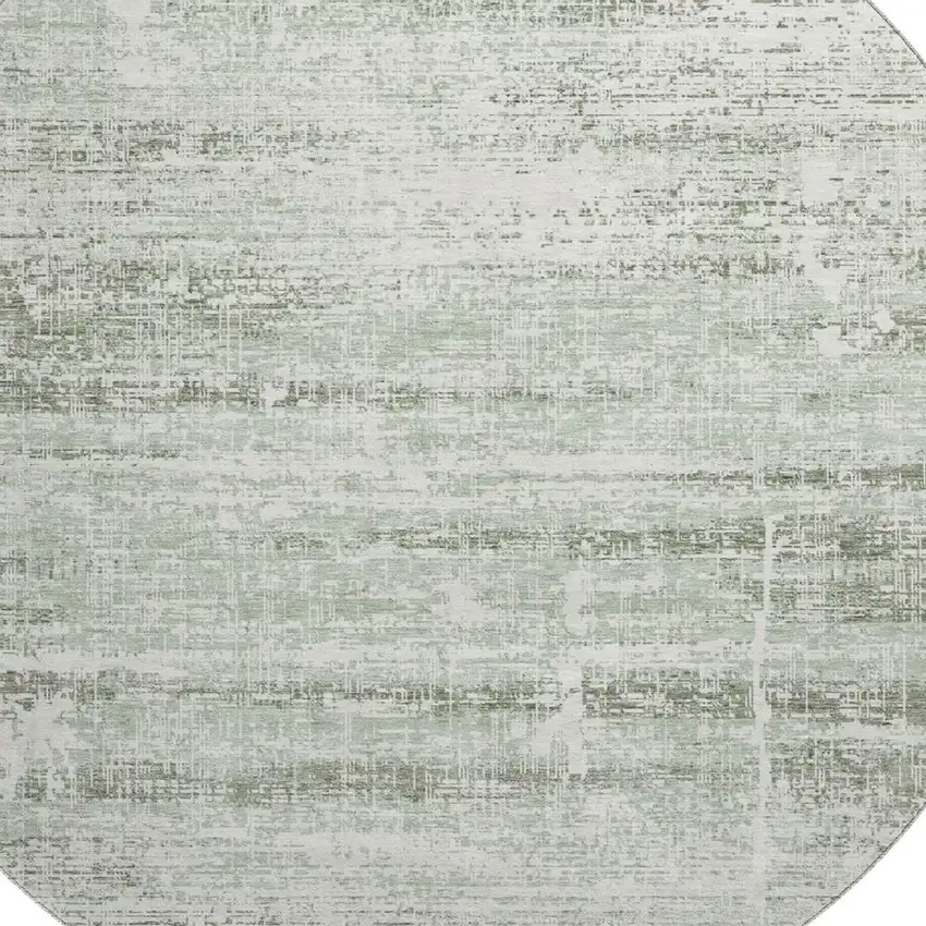 8' Sage And Ivory Abstract Washable Round Rug With UV Protection Photo 3
