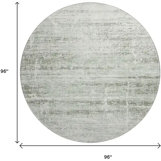 8' Sage And Ivory Abstract Washable Round Rug With UV Protection Photo 3