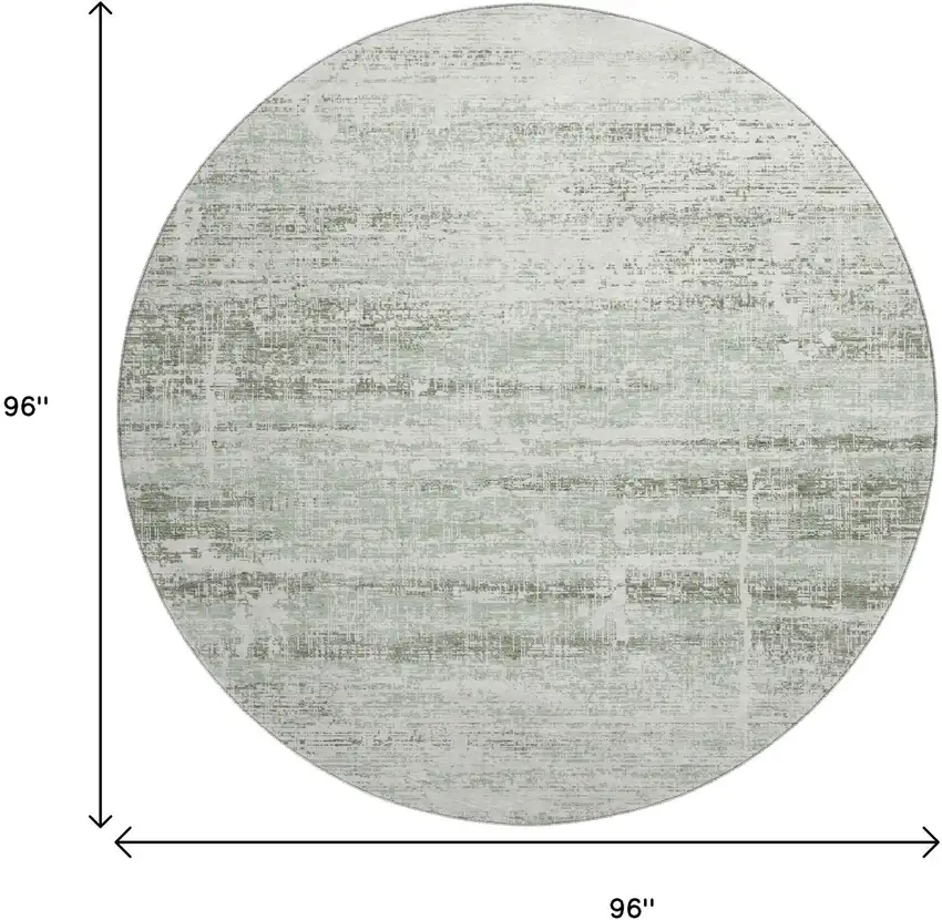 8' Sage And Ivory Abstract Washable Round Rug With UV Protection Photo 3