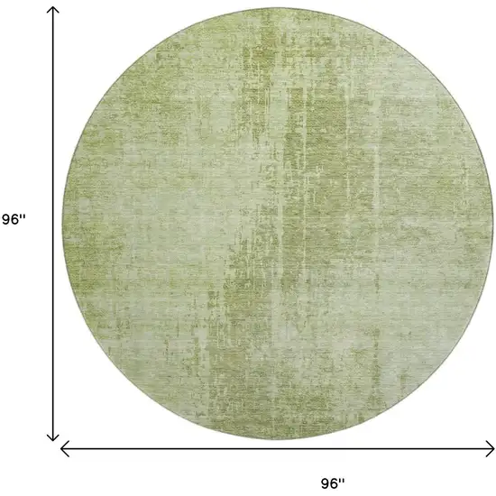 8' Sage And Ivory Abstract Washable Round Rug With UV Protection Photo 9