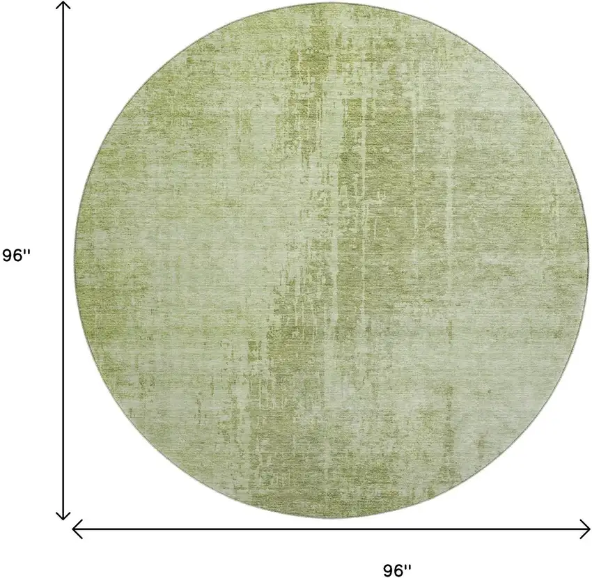 8' Sage And Ivory Abstract Washable Round Rug With UV Protection Photo 9