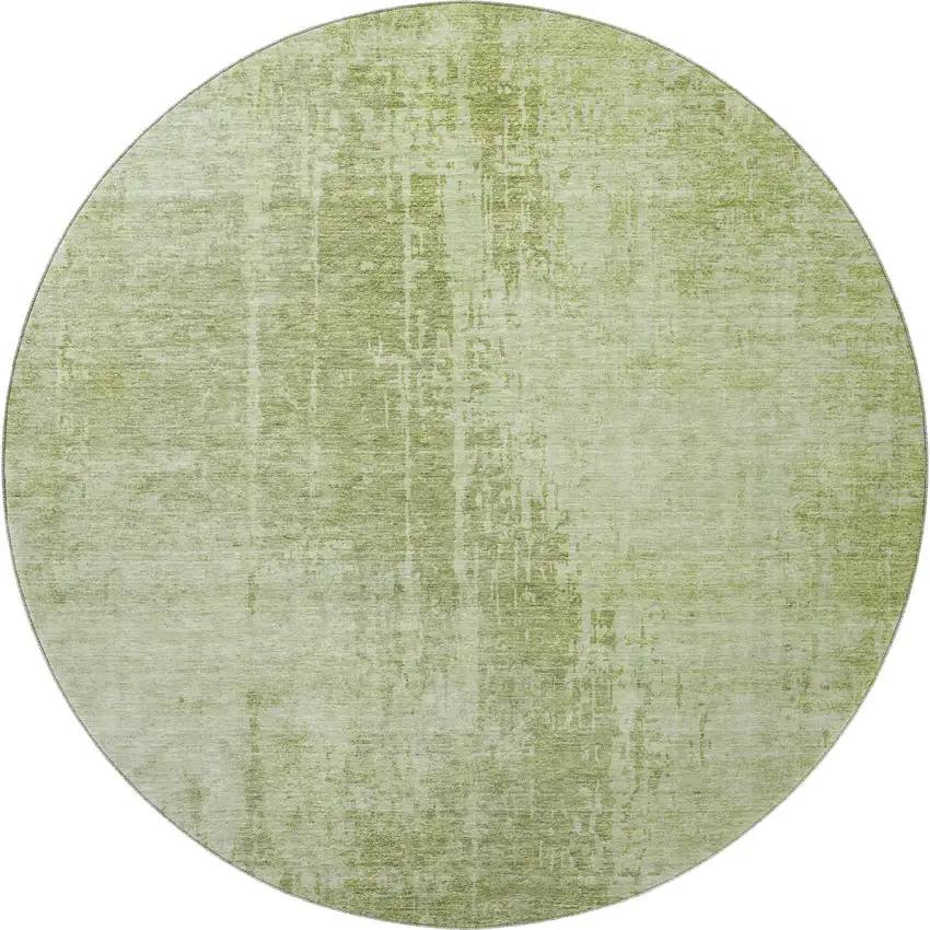 8' Sage And Ivory Abstract Washable Round Rug With UV Protection Photo 3