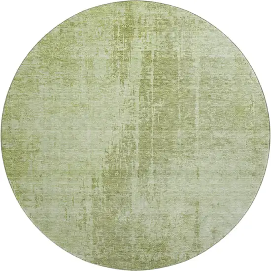 8' Sage And Ivory Abstract Washable Round Rug With UV Protection Photo 1