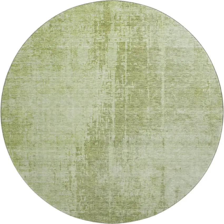 8' Sage And Ivory Abstract Washable Round Rug With UV Protection Photo 1