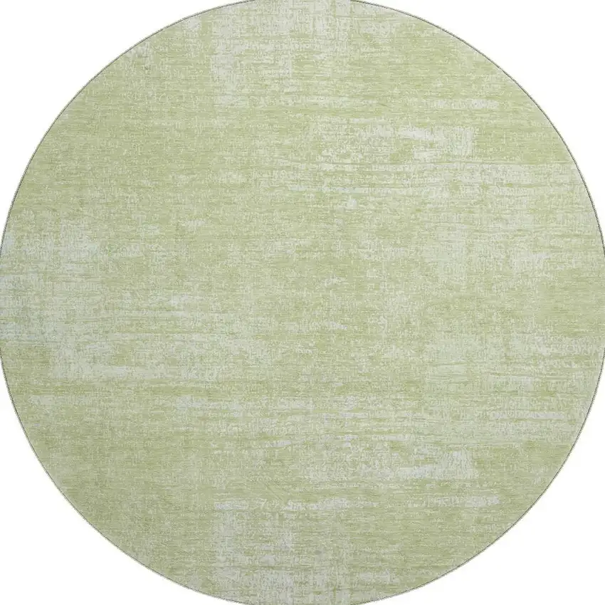 8' Sage And Ivory Abstract Washable Round Rug With UV Protection Photo 4
