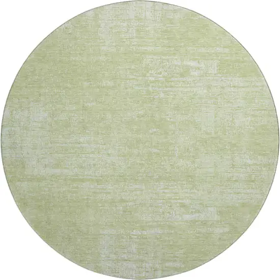 8' Sage And Ivory Abstract Washable Round Rug With UV Protection Photo 1