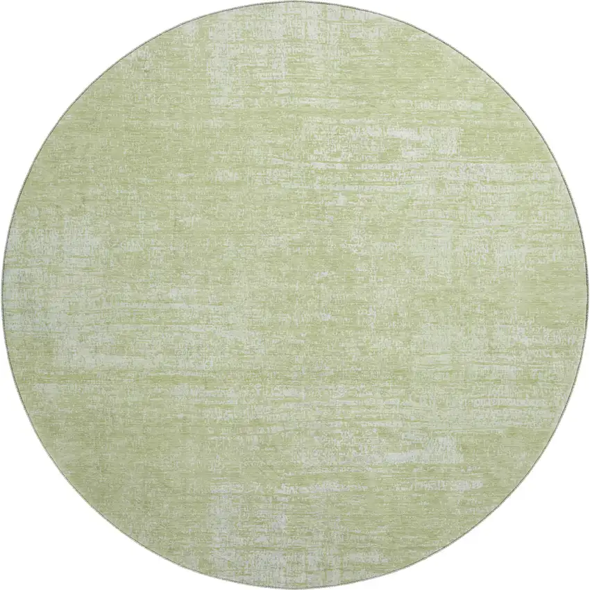 8' Sage And Ivory Abstract Washable Round Rug With UV Protection Photo 1