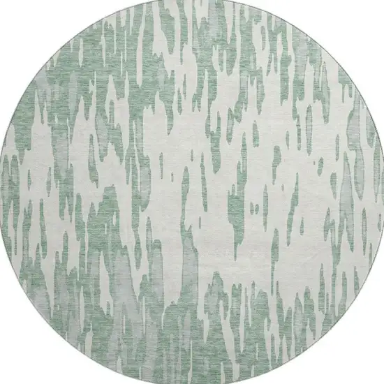 8' Sage And Ivory Abstract Washable Round Rug With UV Protection Photo 3