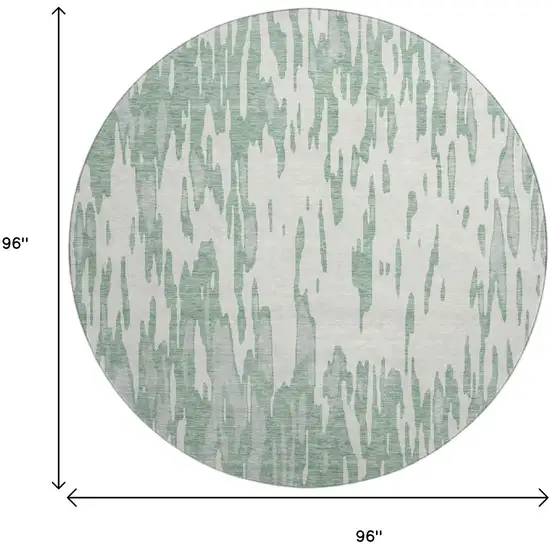 8' Sage And Ivory Abstract Washable Round Rug With UV Protection Photo 9