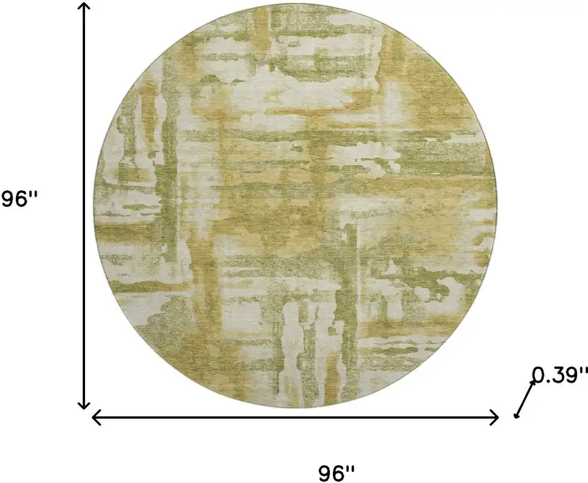 8' Sage And Ivory Abstract Washable Round Rug With UV Protection Photo 8