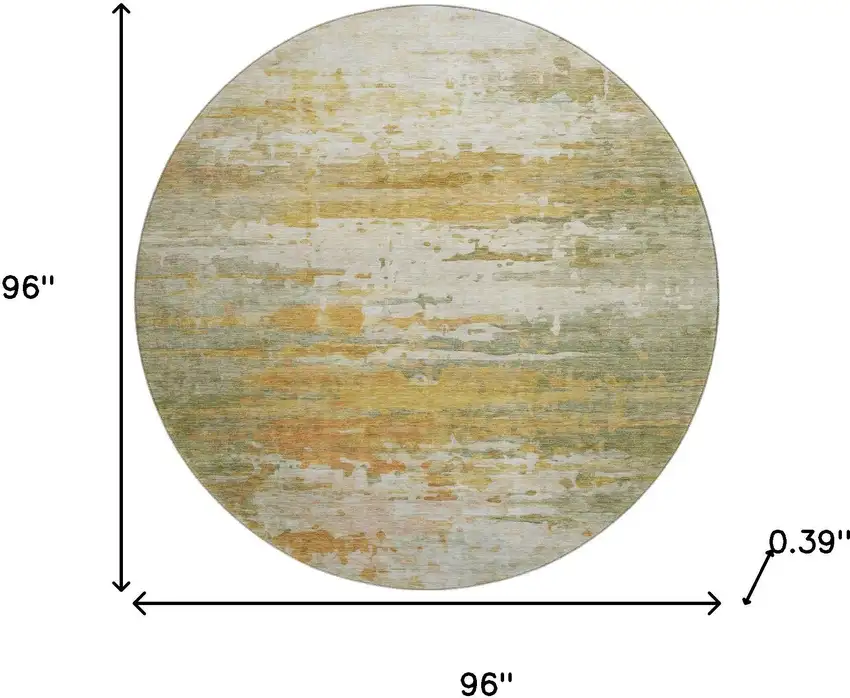 8' Sage And Ivory Abstract Washable Round Rug With UV Protection Photo 8